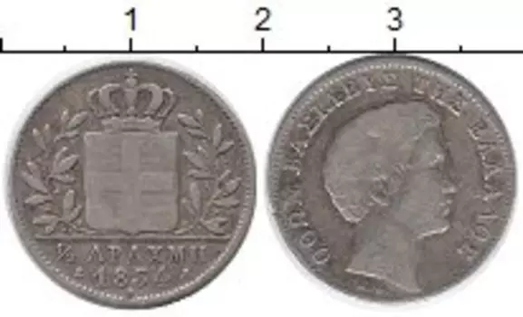 Монета 1/2 драхмы Греции 1834 года Серебро Оттон