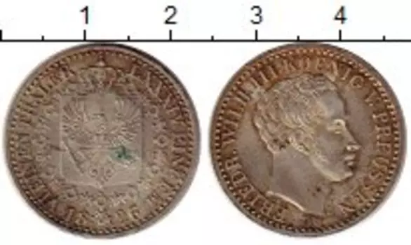 Монета 1/6 талера Пруссии 1826 года Серебро Фридрих Вильгельм III