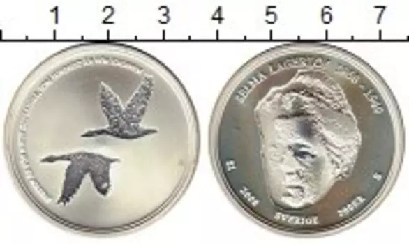 Монета 200 крон Швеции 2008 года Серебро Сельма Лагерлёф