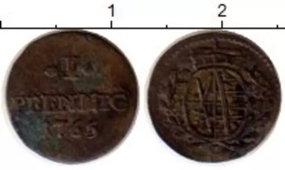 Монета пфенниг Саксонии 1765 года Серебро