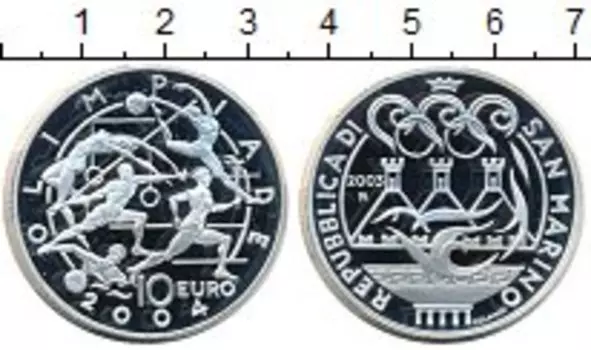 Монета 10 евро Сан-Марино 2003 года Серебро Олимпийские Игры в Афинах