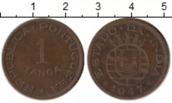 Монета таньга Португальской Индии 1947 года Бронза