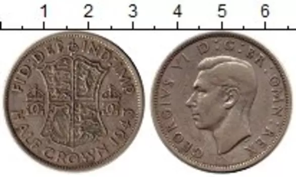 Монета 1/2 кроны Англии 1943 года Серебро Георг VI