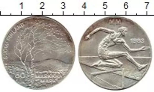 Монета 50 марок Финляндии 1983 года Серебро Бег