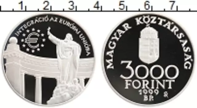 Монета 3000 форинтов Венгрии 1999 года Серебро Евросоюз