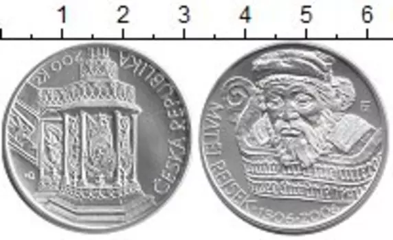 Монета 200 крон Чехии 2006 года Серебро 500 лет со дня смерти Матея Рейсека
