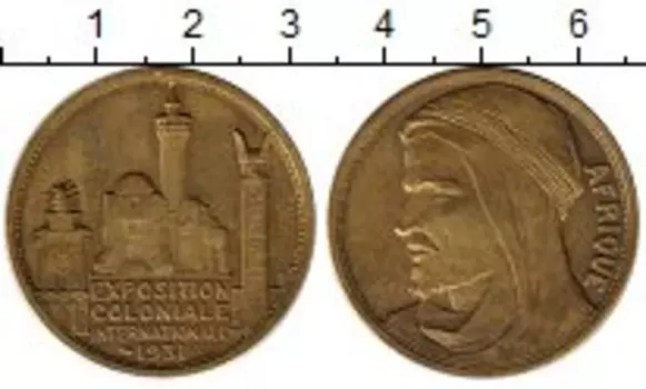 Медаль Франции 1931 года Латунь Международная колониальная выставка в Париже