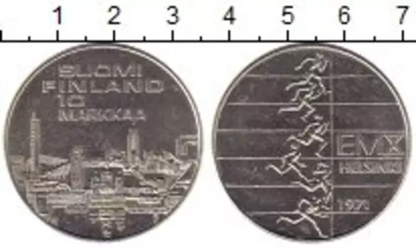Монета 10 марок Финляндии 1971 года Серебро Легкая атлетика
