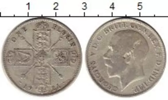 Монета флорин Англии 1921 года Серебро Георг V