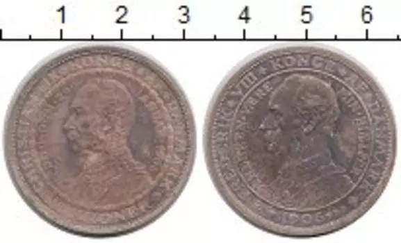 Монета 2 кроны Дании 1906 года Серебро Смерть Кристиана IХ