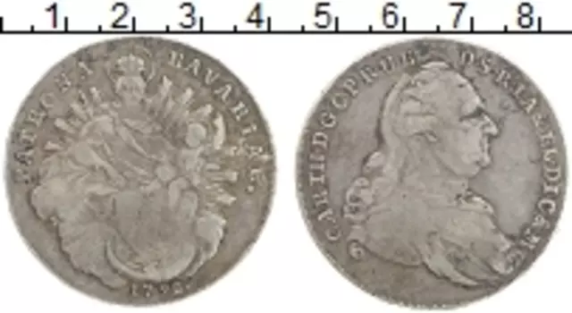Монета талер Баварии 1792 года Серебро Следы юстировки