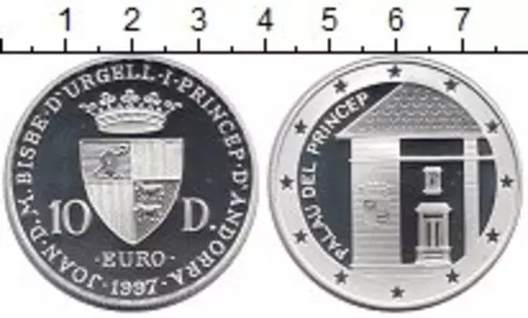 Монета 10 динерс Андорры 1997 года Серебро Дворец