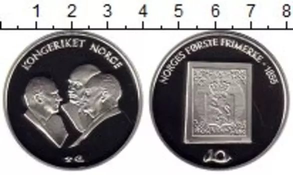 Медаль Норвегии Серебро Первые печатные марки 1855