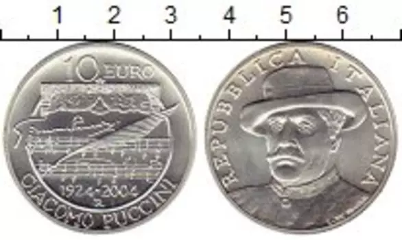 Монета 10 евро Италии 2004 года Серебро Дж