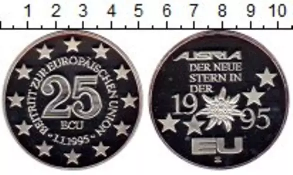 Монета 25 экю Австрии 1995 года Серебро UNUSUAL, Евросоюз