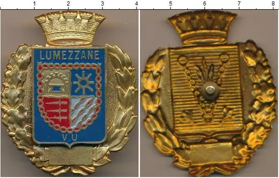 Монета Полицейский знак Италии Латунь Лумедзане