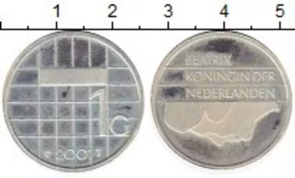 Монета гульден Нидерланд 2001 года Серебро Биатрикс