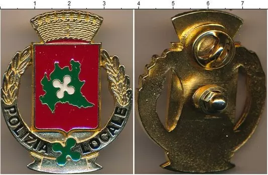 Монета Полицейский знак Италии Латунь Городская полиция