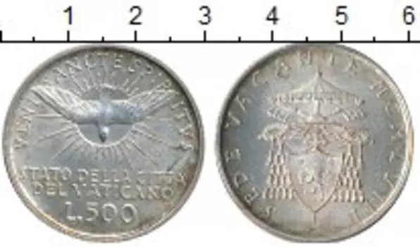 Монета 500 лир Ватикана 1963 года Серебро Вакантный престол