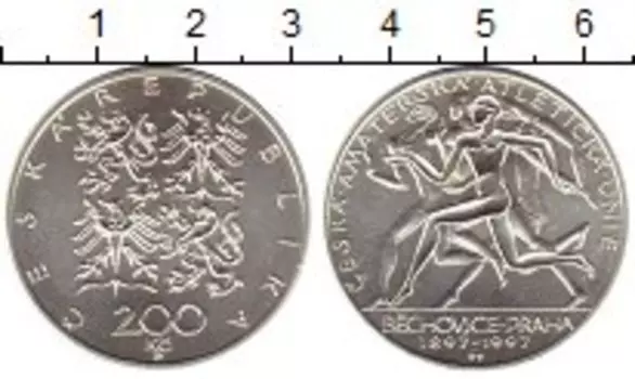 Монета 200 крон Чехии 1997 года Серебро Спорт