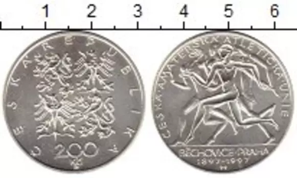 Монета 200 крон Чехии 1997 года Серебро Спорт