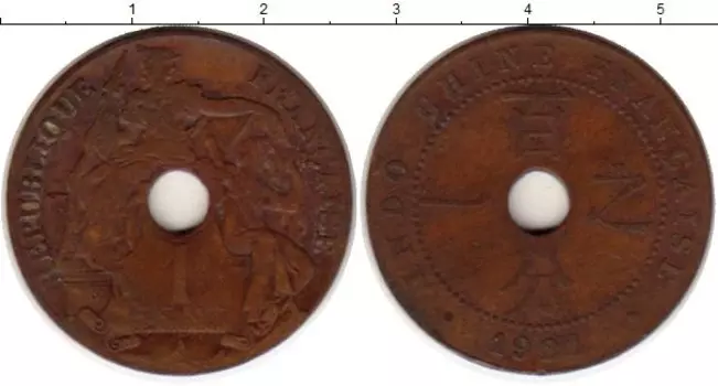 Монета сантим Индокитая 1921 года Бронза