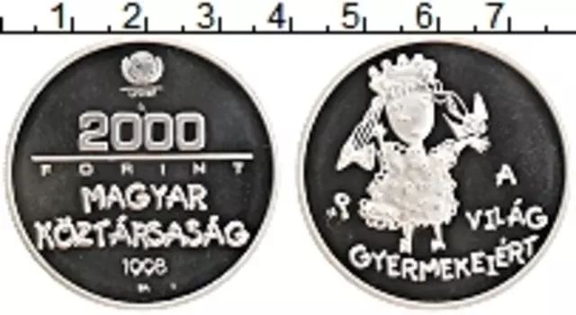 Монета 2000 форинтов Венгрии 1998 года Серебро ЮНИСЕФ