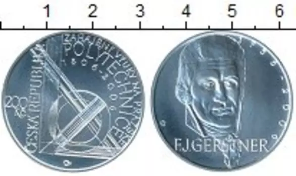 Монета 200 крон Чехии 2006 года Серебро 250 лет со дня рождения Франтишека Герстнера