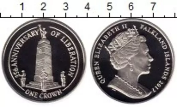 Монета крона Фолклендских островов 2017 года Серебро 35 лет Независимости