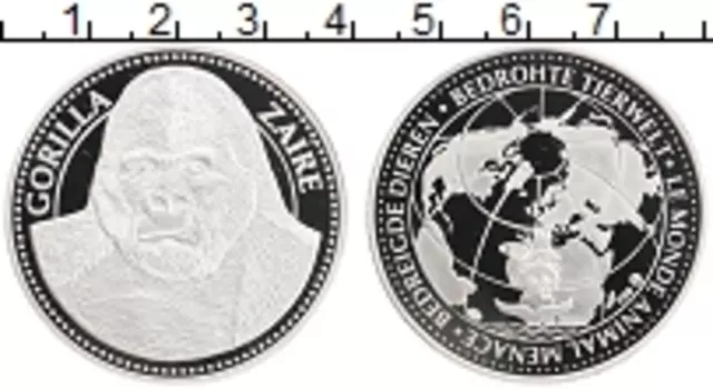 Монета Монетовидный жетон Германии Серебро Горилла, Заир