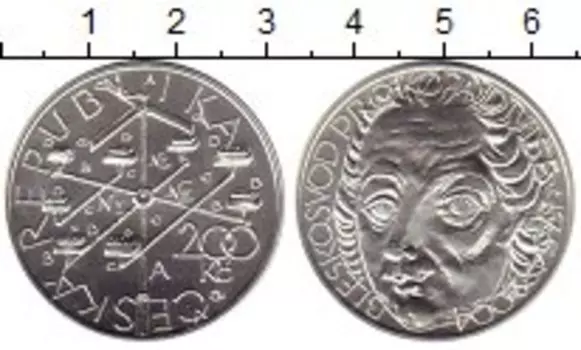 Монета 200 крон Чехии 2004 года Серебро