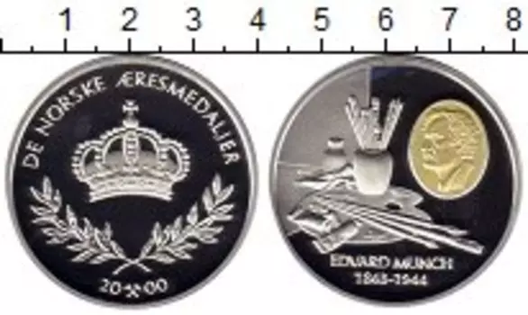 Медаль Норвегии 2000 года Серебро Эдвард Мюнх