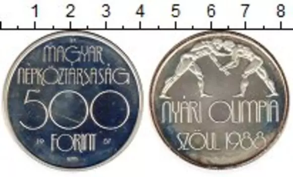 Монета 500 форинтов Венгрии 1987 года Серебро Олимпийские игры Сеул-1988