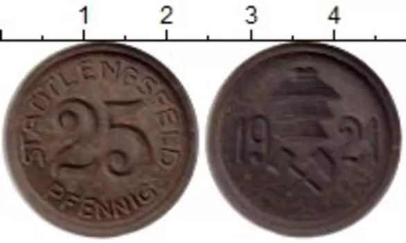 Монета 25 пфеннигов Германия : Нотгельды 1921 года Фарфор Штадтленгсфельд