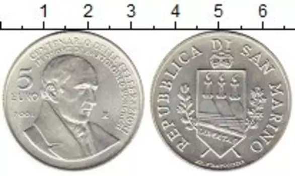 Монета 5 евро Сан-Марино 2004 года Серебро Бартоломео Боргезе
