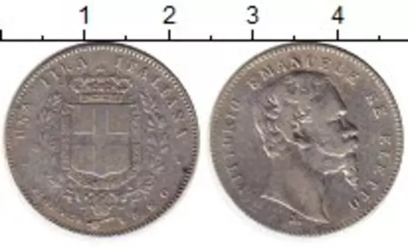 Монета лира Венеции 1880 года Серебро Витторио Эмануил