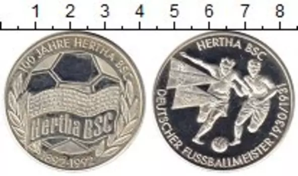 Медаль Германии 1992 года Серебро `100 лет футбольному клубу ``Герта```