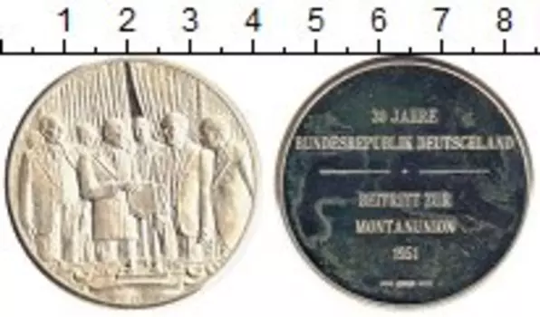 Медаль ФРГ 1979 года Серебро 30 лет ФРГ