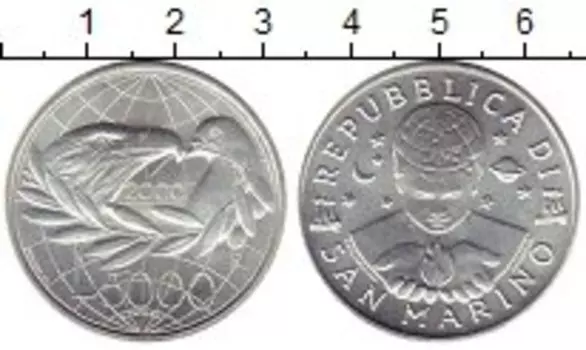 Монета 5000 лир Сан-Марино 2000 года Серебро Птицы