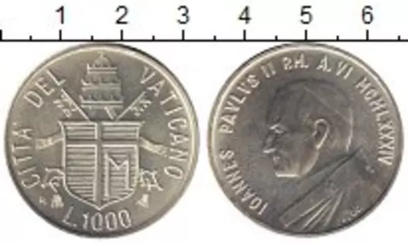 Монета 1000 лир Ватикана 1984 года Серебро Иоанн Павел II