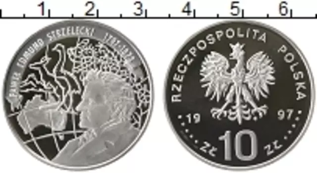 Монета 10 злотых Польши 1997 года Серебро Павел Эдмунд Стшелецкий