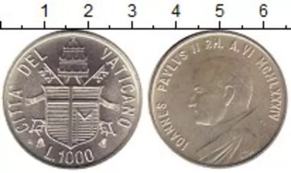 Монета 1000 лир Ватикана 1984 года Серебро Иоанн Павел II