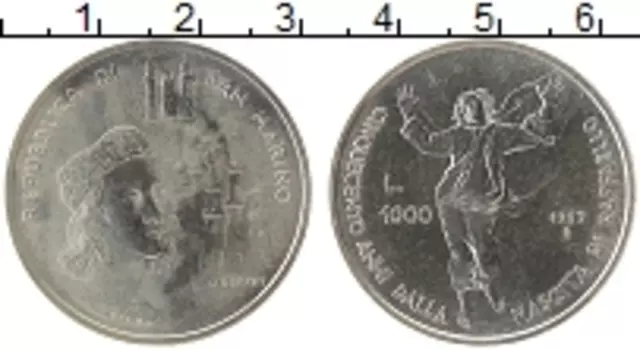 Монета 1000 лир Сан-Марино 1983 года Серебро Рафаэлло