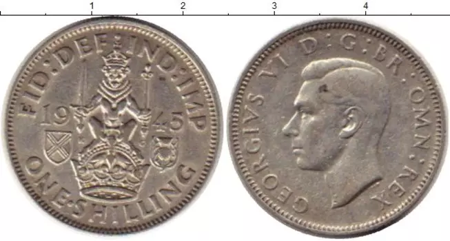Монета шиллинг Англии 1945 года Серебро Георг VI
