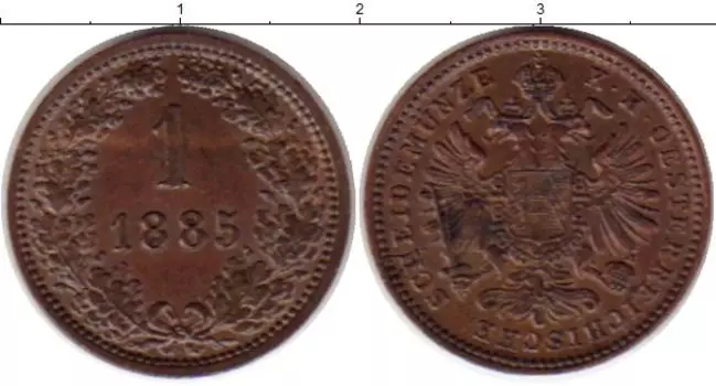 Монета крейцер Австрии 1885 года Медь