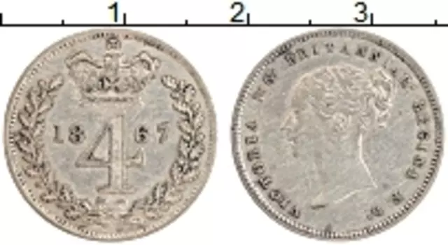 Монета 4 пенса Англии 1867 года Серебро Виктория
