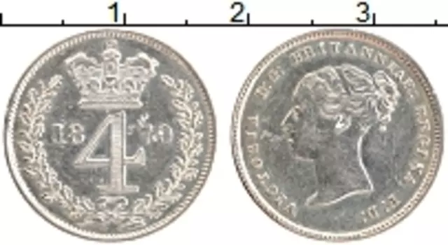 Монета 4 пенса Англии 1870 года Серебро Виктория