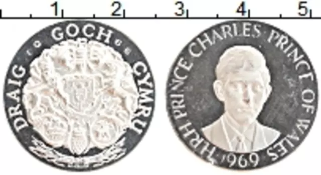 Монета Жетон Англии 1969 года Серебро Принц Чарльз