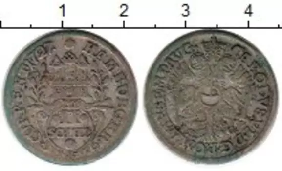 Монета 2 шиллинга Гамбурга 1727 года Серебро