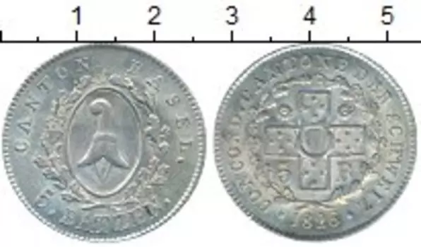 Монета 5 батзен Базеля 1826 года Серебро